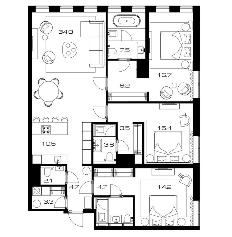 3-BD Apartment Sale, 137平方米 at Lunar, Leninsky Avenue, 38, Moscow, Russia #1 3-BD Apartment Sale, 137平方米 at Lunar, Leninsky Avenue, 38, Moscow, Russia #1