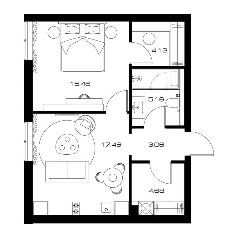 1-BD Apartment Sale, 51 sq. m. at Lunar, Leninsky Avenue, 38, Moscow, Russia #1