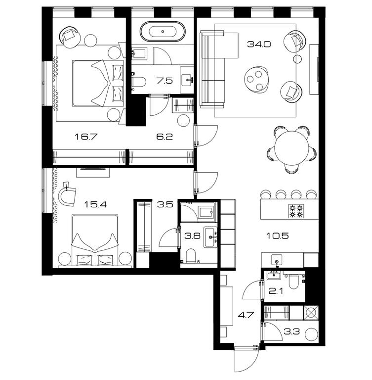 2-BD Apartment Sale, 112.6平方米 at Lunar, Leninsky Avenue, 38, Moscow, Russia #1 2-BD Apartment Sale, 112.6平方米 at Lunar, Leninsky Avenue, 38, Moscow, Russia #1