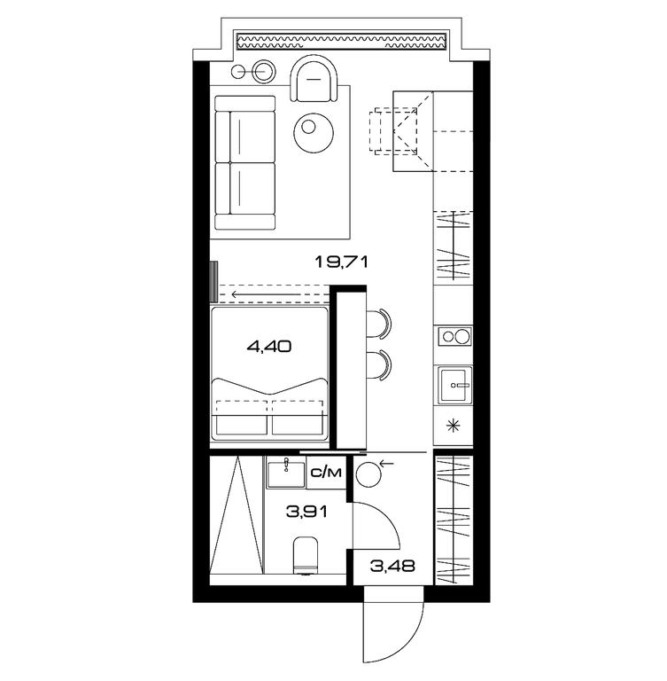 Apartment Sale, 31.6 sq. m. at Lunar, Leninsky Avenue, 38, Moscow, Russia #1