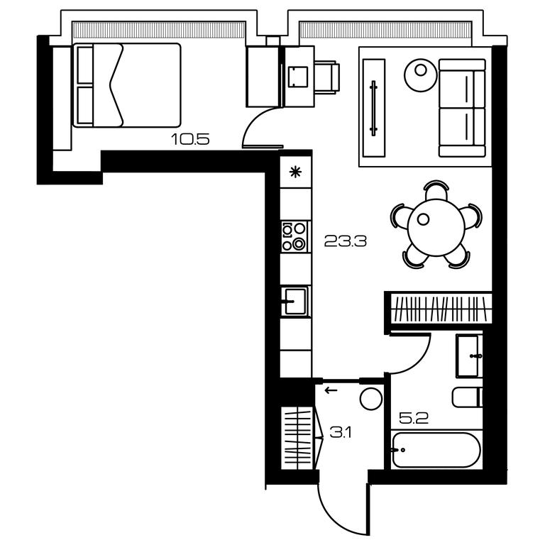 Apartment Sale, 42.1平方米 at Lunar, Leninsky Avenue, 38, Moscow, Russia #2 Apartment Sale, 42.1平方米 at Lunar, Leninsky Avenue, 38, Moscow, Russia #2