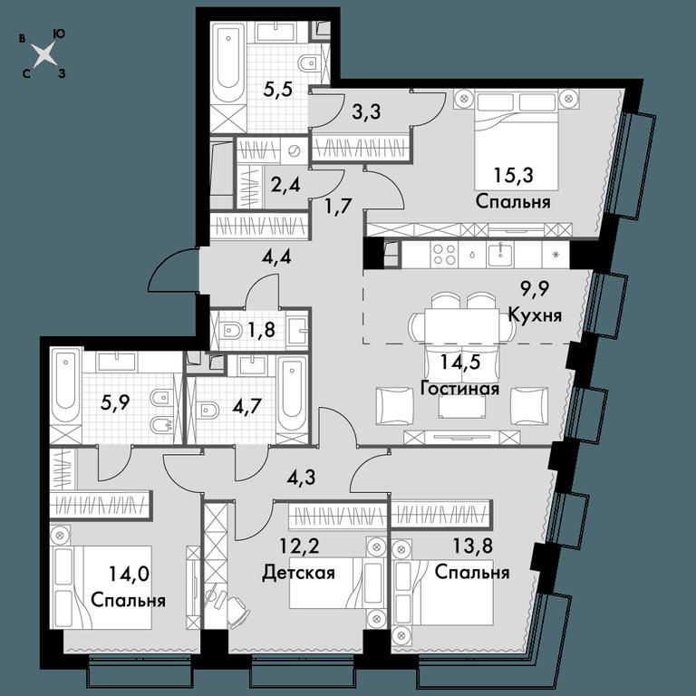 5-BD Apartment Sale, 113.7 sq. m. at Sydney City, Shenogina Street, 2, Moscow, Russia #1 5-BD Apartment Sale, 113.7 sq. m. at Sydney City, Shenogina Street, 2, Moscow, Russia #1
