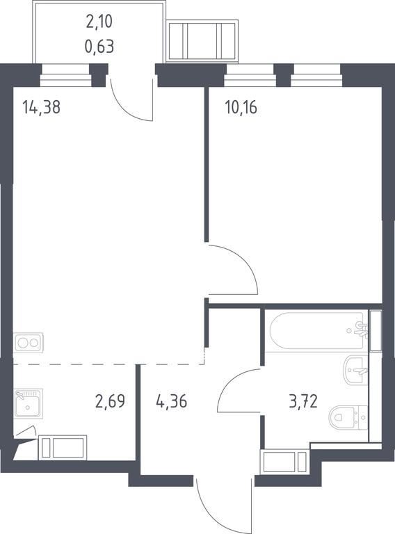 1-BD Apartment Sale, 35.94 sq. m. at Gorki Park, Shkolnaya ulitsa, 2, derevnya Korobovo, Leninskiy City District, Moscow Region, Russia #1