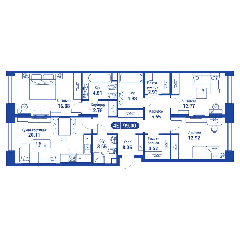3-BD Apartment Sale, 98.9 sq. m. at iLove, улица Бочкова, 11А, Москва, Россия #1