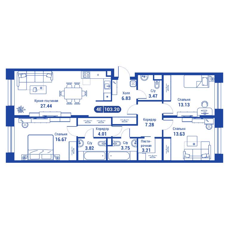 3-BD Apartment Sale, 102.8 sq. m. at iLove, улица Бочкова, 11А, Москва, Россия #1 3-BD Apartment Sale, 102.8 sq. m. at iLove, улица Бочкова, 11А, Москва, Россия #1