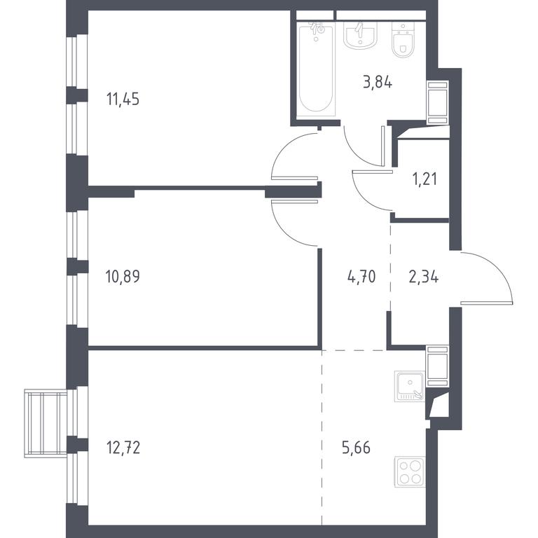 2-BD Apartment Sale, 52.8 sq. m. at Gorki Park, Shkolnaya ulitsa, 2, derevnya Korobovo, Leninskiy City District, Moscow Region, Russia #1