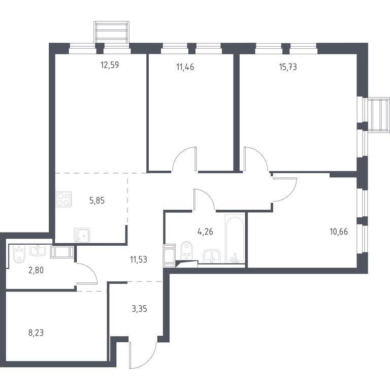 3-BD Apartment Sale, 86.46 sq. m. at Gorki Park, Shkolnaya ulitsa, 2, derevnya Korobovo, Leninskiy City District, Moscow Region, Russia #1