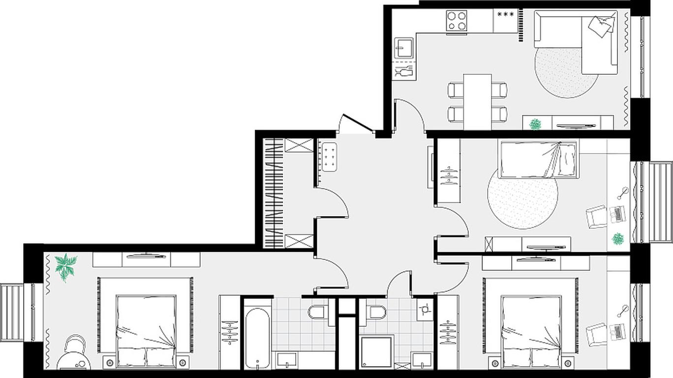 2-BD Apartment Sale, 87.7 sq. m. at Novograd Pavlino, Kosinskoye shosse, 2, Novoye Pavlino Microdistrict, Balashikha, Moscow Region, Russia #2