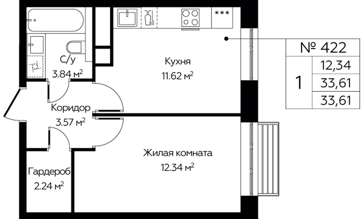 Продажа квартиры, 33,61 м² в ЖК «Новоград Павлино», Косинское шоссе, 2, микрорайон Новое Павлино, Балашиха, Московская область, Россия #1