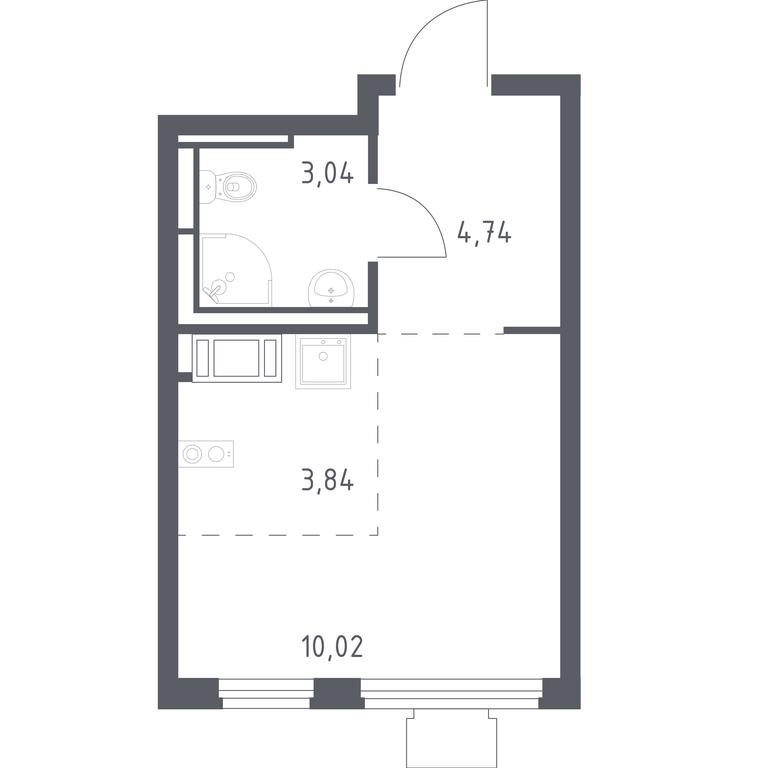 Apartment Sale, 21.1 sq. m. at Tomilino Park, 1-y kvartal, posyolok Zhilino-1, Lubertsy City District, Moscow Region, Russia #1
