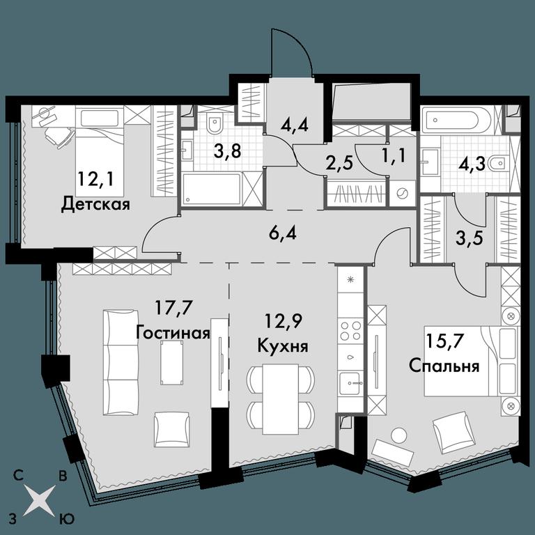 3-BD Apartment Sale, 84.4 sq. m. at Sydney City, Shenogina Street, 2, Moscow, Russia #1 3-BD Apartment Sale, 84.4 sq. m. at Sydney City, Shenogina Street, 2, Moscow, Russia #1