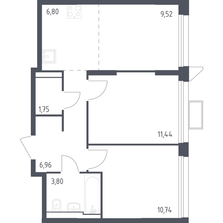 1-BD Apartment Sale, 51.23平方米 at Kvartal Strogino, zhiloy kompleks Kvartal Strogino, Krasnogorsk, Moscow Region, Russia #1