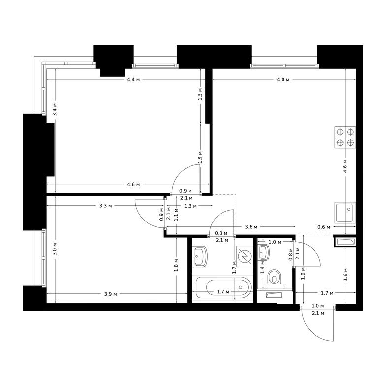 2-BD Apartment Sale, 53.1平方米 at Bolshaya Akademicheskaya 85, 3rd Nizhnelikhoborsky Drive, 1с16, Moscow, Russia #1