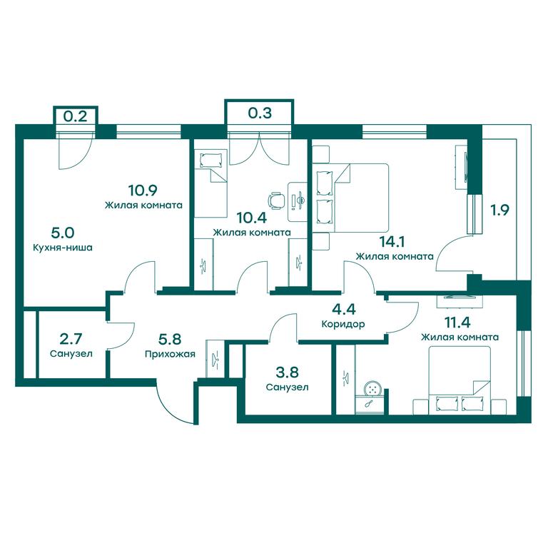 3-BD Apartment Sale, 68.5 sq. m. at Ravnovesie, zhiloy kompleks Ravnovesiye, selo Perkhushkovo, Odintsovskiy City District, Moscow Region, Russia #1 3-BD Apartment Sale, 68.5 sq. m. at Ravnovesie, zhiloy kompleks Ravnovesiye, selo Perkhushkovo, Odintsovskiy City District, Moscow Region, Russia #1