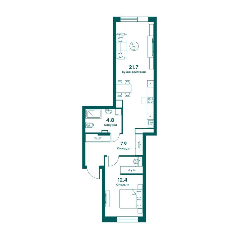 1-BD Apartment Sale, 46.6平方米 at Ravnovesie, zhiloy kompleks Ravnovesiye, selo Perkhushkovo, Odintsovskiy City District, Moscow Region, Russia #1 1-BD Apartment Sale, 46.6平方米 at Ravnovesie, zhiloy kompleks Ravnovesiye, selo Perkhushkovo, Odintsovskiy City District, Moscow Region, Russia #1