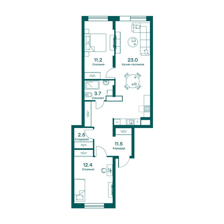 2-BD Apartment Sale, 64.1平方米 at Ravnovesie, zhiloy kompleks Ravnovesiye, selo Perkhushkovo, Odintsovskiy City District, Moscow Region, Russia #1 2-BD Apartment Sale, 64.1平方米 at Ravnovesie, zhiloy kompleks Ravnovesiye, selo Perkhushkovo, Odintsovskiy City District, Moscow Region, Russia #1