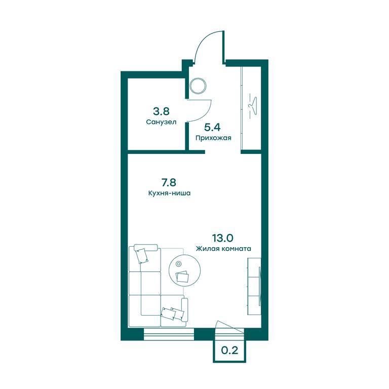 Apartment Sale, 30.1平方米 at Ravnovesie, zhiloy kompleks Ravnovesiye, selo Perkhushkovo, Odintsovskiy City District, Moscow Region, Russia #1