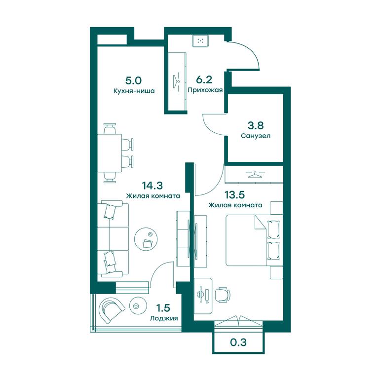 Apartment Sale, 42.9 sq. m. at Ravnovesie, zhiloy kompleks Ravnovesiye, selo Perkhushkovo, Odintsovskiy City District, Moscow Region, Russia #1 Apartment Sale, 42.9 sq. m. at Ravnovesie, zhiloy kompleks Ravnovesiye, selo Perkhushkovo, Odintsovskiy City District, Moscow Region, Russia #1