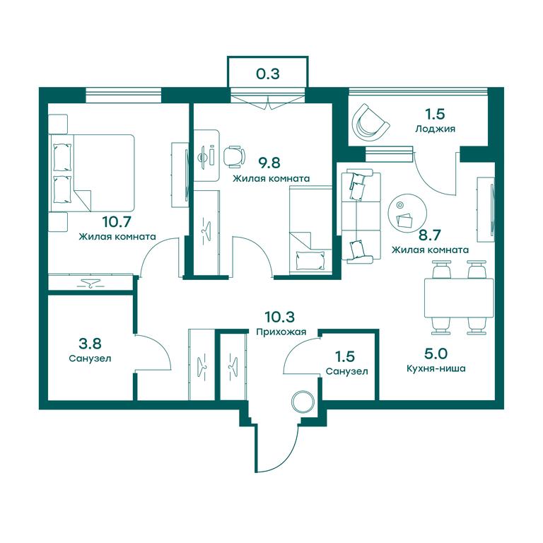 2-BD Apartment Sale, 57.7平方米 at Ravnovesie, zhiloy kompleks Ravnovesiye, selo Perkhushkovo, Odintsovskiy City District, Moscow Region, Russia #1 2-BD Apartment Sale, 57.7平方米 at Ravnovesie, zhiloy kompleks Ravnovesiye, selo Perkhushkovo, Odintsovskiy City District, Moscow Region, Russia #1