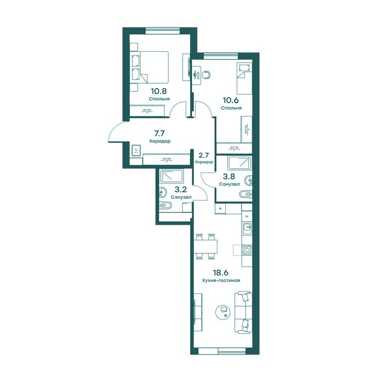 2-BD Apartment Sale, 57.1 sq. m. at Ravnovesie, zhiloy kompleks Ravnovesiye, selo Perkhushkovo, Odintsovskiy City District, Moscow Region, Russia #1 2-BD Apartment Sale, 57.1 sq. m. at Ravnovesie, zhiloy kompleks Ravnovesiye, selo Perkhushkovo, Odintsovskiy City District, Moscow Region, Russia #1