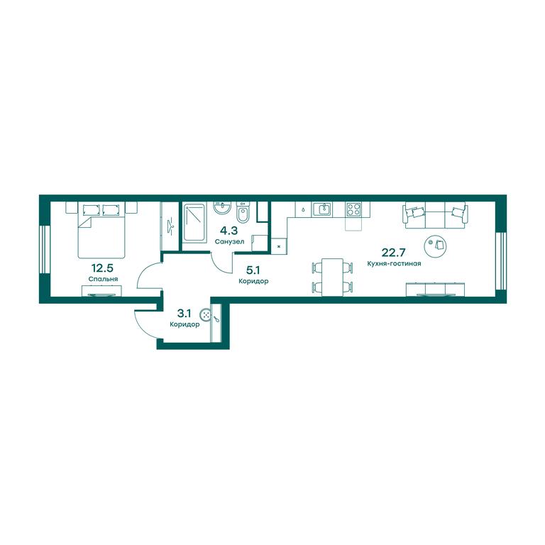 1-BD Apartment Sale, 47.3平方米 at Ravnovesie, zhiloy kompleks Ravnovesiye, selo Perkhushkovo, Odintsovskiy City District, Moscow Region, Russia #1 1-BD Apartment Sale, 47.3平方米 at Ravnovesie, zhiloy kompleks Ravnovesiye, selo Perkhushkovo, Odintsovskiy City District, Moscow Region, Russia #1