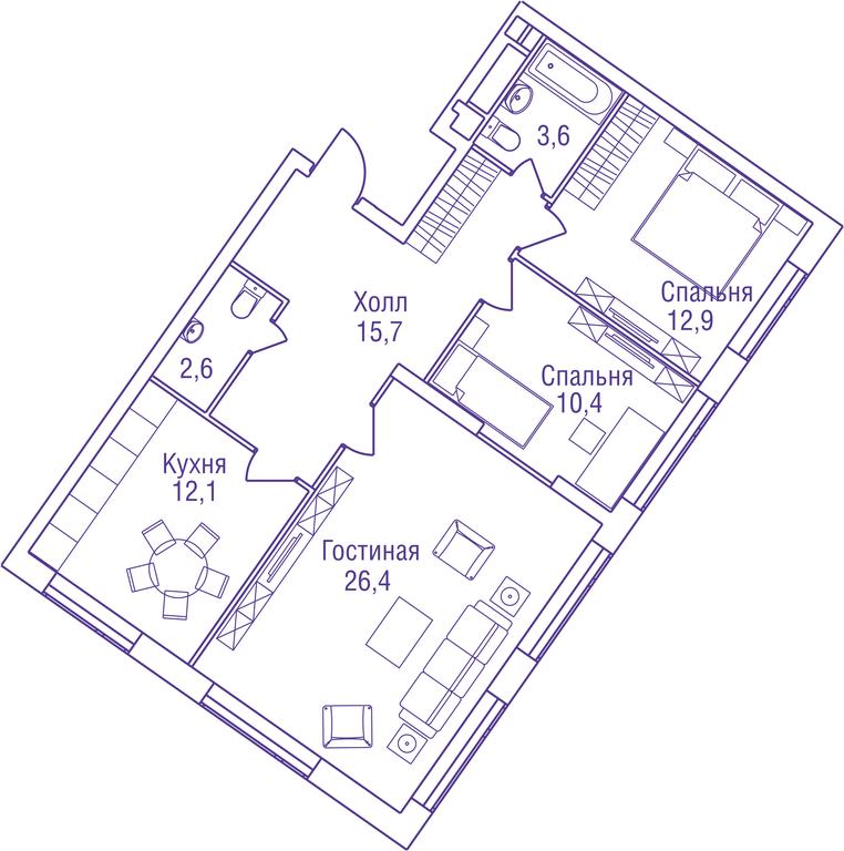3-BD Apartment Sale, 85.4 sq. m. at FreeDOM, Shelepikhinskaya Embankment, 42к1, Moscow, Russia #2 3-BD Apartment Sale, 85.4 sq. m. at FreeDOM, Shelepikhinskaya Embankment, 42к1, Moscow, Russia #2