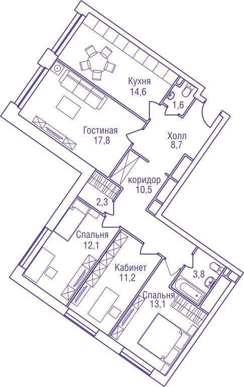 3-BD Apartment Sale, 85.4 sq. m. at FreeDOM, Shelepikhinskaya Embankment, 42к1, Moscow, Russia #1 3-BD Apartment Sale, 85.4 sq. m. at FreeDOM, Shelepikhinskaya Embankment, 42к1, Moscow, Russia #1