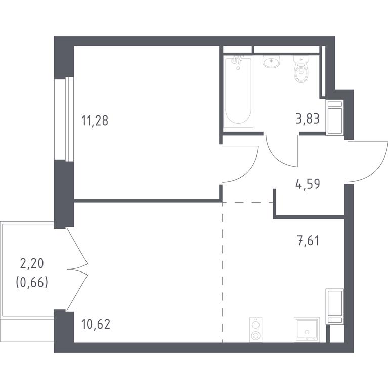 Apartment Sale, 38.1平方米 at Tomilino Park, 1-y kvartal, posyolok Zhilino-1, Lubertsy City District, Moscow Region, Russia #1 Apartment Sale, 38.1平方米 at Tomilino Park, 1-y kvartal, posyolok Zhilino-1, Lubertsy City District, Moscow Region, Russia #1