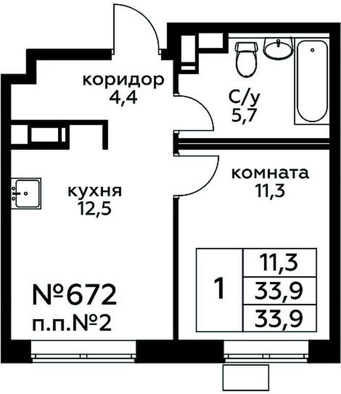 Продажа квартиры, 33,9 м² в ЖК «Цветочные Поляны», квартал № 23, поселение Филимонковское, Москва, Россия #1