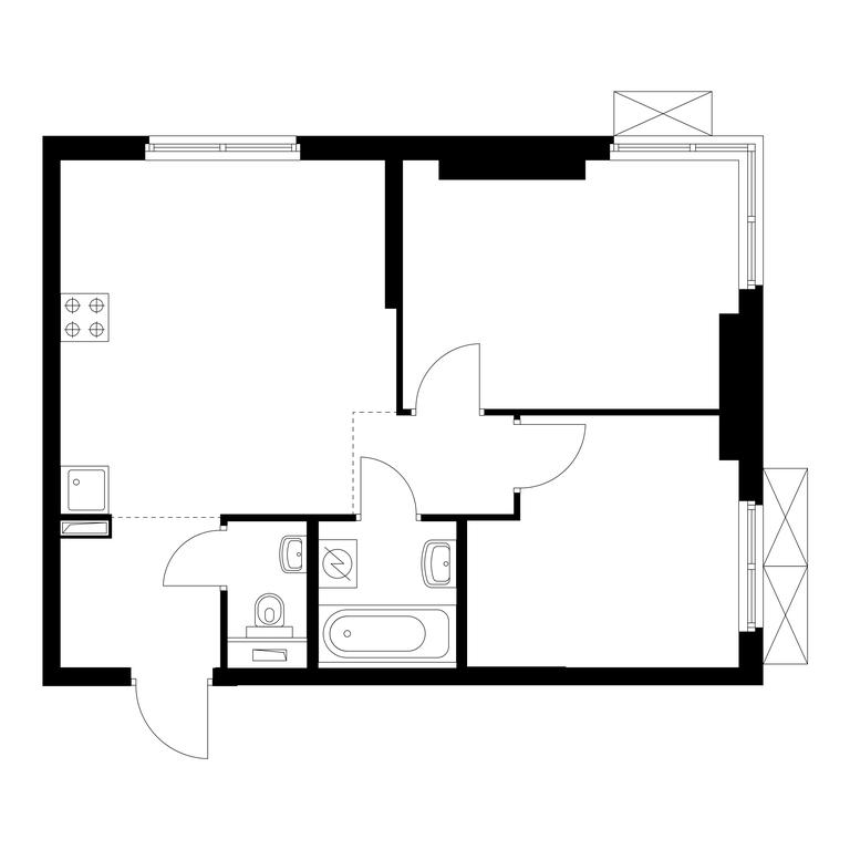 2-BD Apartment Sale, 48.3平方米 at Rustaveli 14, Rustaveli Street, 14с20, Moscow, Russia #2 2-BD Apartment Sale, 48.3平方米 at Rustaveli 14, Rustaveli Street, 14с20, Moscow, Russia #2