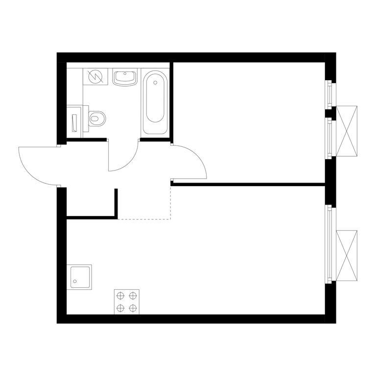 1-BD Apartment Sale, 35.3 sq. m. at Vtoroy Nagatinskiy, 2nd Nagatinsky Drive, 2к1, Moscow, Russia #1