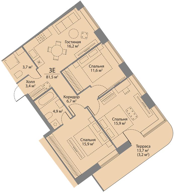 3-BD Apartment Sale, 81.5 sq. m. at Stories, zhiloy kompleks Storis na Mosfilmovskoy, kvartal Kinematograficheskiy, Moscow, Russia #1