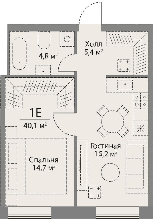 1-BD Apartment Sale, 40.1平方米 at Stories, zhiloy kompleks Storis na Mosfilmovskoy, kvartal Kinematograficheskiy, Moscow, Russia #1