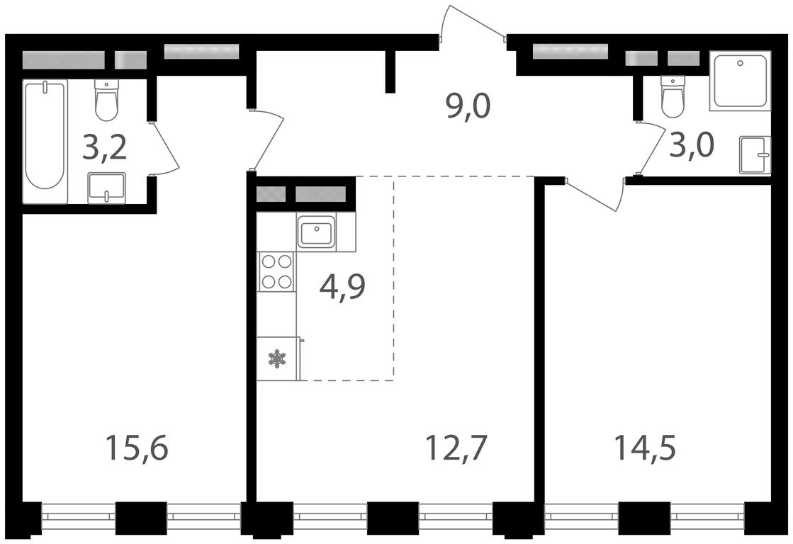 2-BD Apartment Sale, 62.9 sq. m. at Semenovskij Park 2, 1st Kirpichny Lane, 17А, Moscow, Russia #1
