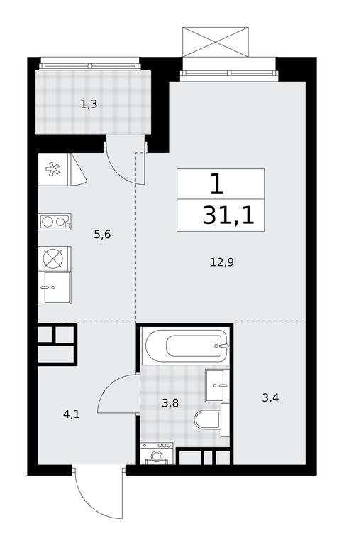 Apartment Sale, 31.1 sq. m. at Dzen-Kvartaly, ulitsa Aleksandry Monakhovoy, 2/3, Sosenskoye Settlement, Moscow, Russia #2