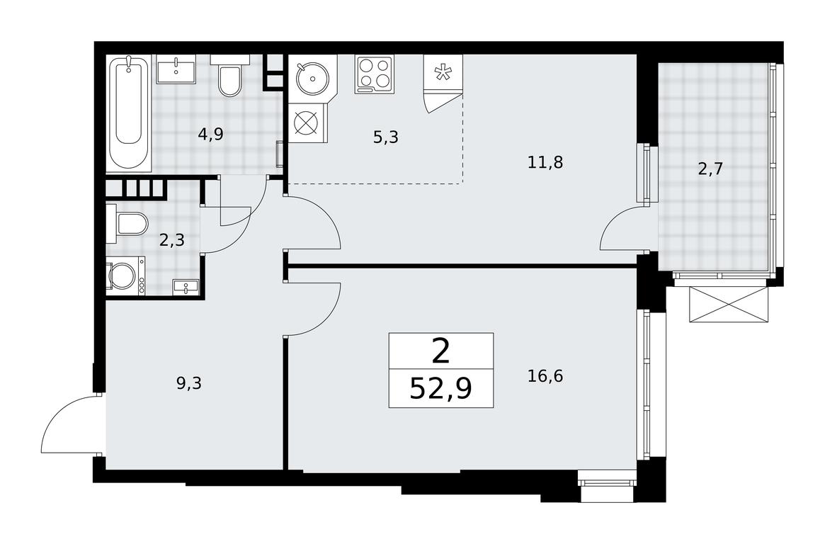 1-BD Apartment Sale, 52.9平方米 at Dzen-Kvartaly, ulitsa Aleksandry Monakhovoy, 2/3, Sosenskoye Settlement, Moscow, Russia #1