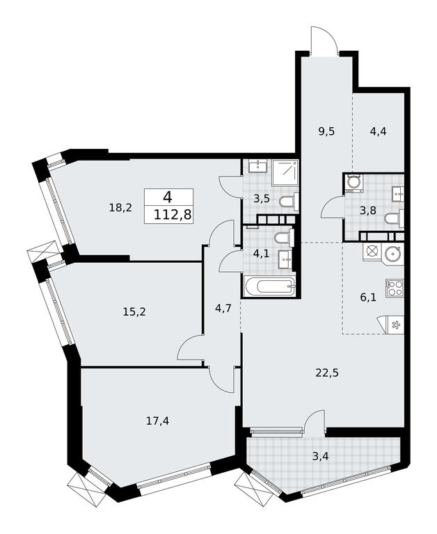 3-BD Apartment Sale, 112.8平方米 at Dzen-Kvartaly, ulitsa Aleksandry Monakhovoy, 2/3, Sosenskoye Settlement, Moscow, Russia #2 3-BD Apartment Sale, 112.8平方米 at Dzen-Kvartaly, ulitsa Aleksandry Monakhovoy, 2/3, Sosenskoye Settlement, Moscow, Russia #2