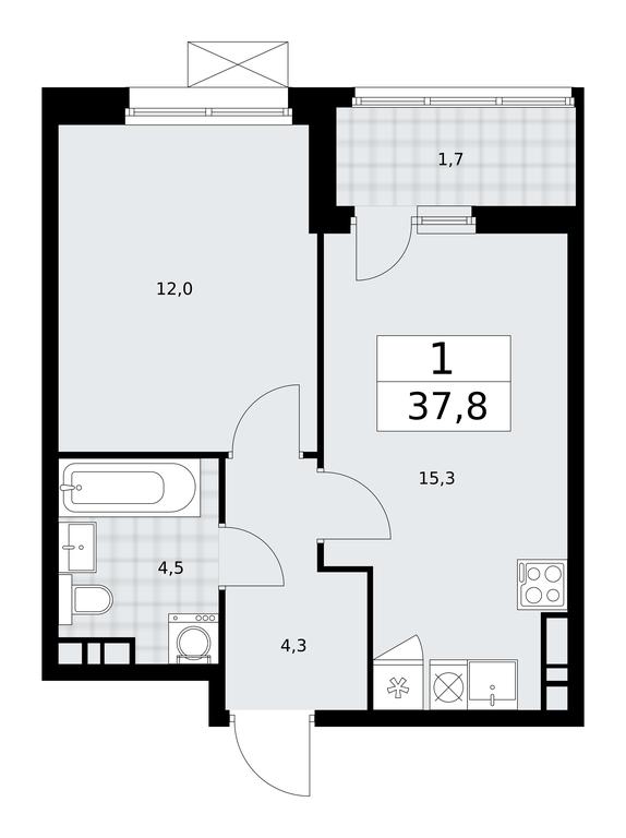 Apartment Sale, 37.8 sq. m. at Dzen-Kvartaly, ulitsa Aleksandry Monakhovoy, 2/3, Sosenskoye Settlement, Moscow, Russia #2