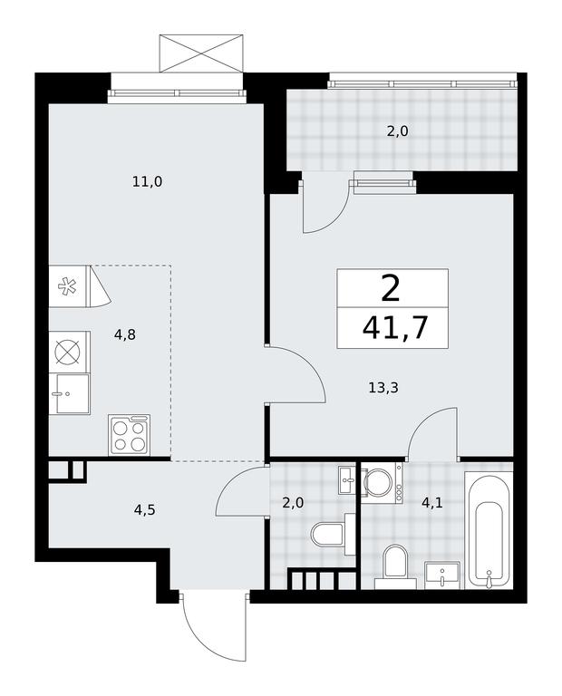 1-BD Apartment Sale, 41.7平方米 at Dzen-Kvartaly, ulitsa Aleksandry Monakhovoy, 2/3, Sosenskoye Settlement, Moscow, Russia #2