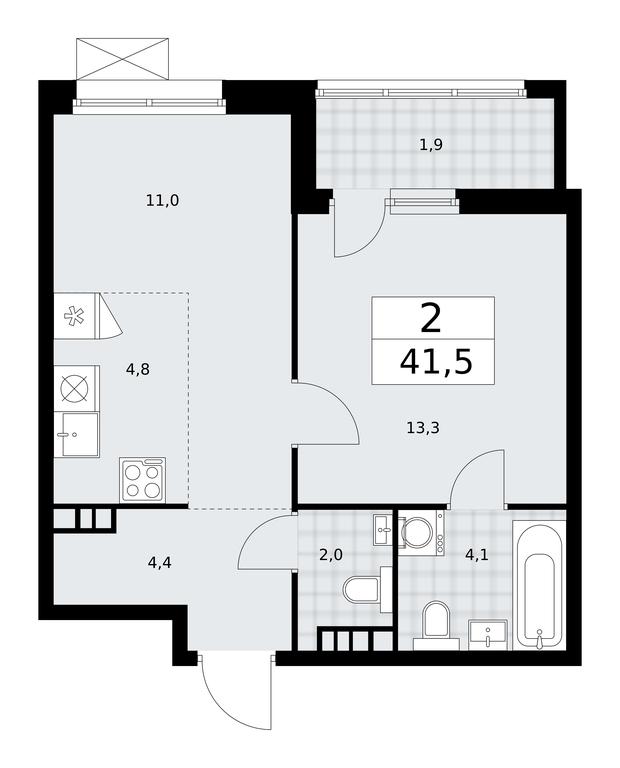 1-BD Apartment Sale, 41.5平方米 at Dzen-Kvartaly, ulitsa Aleksandry Monakhovoy, 2/3, Sosenskoye Settlement, Moscow, Russia #2