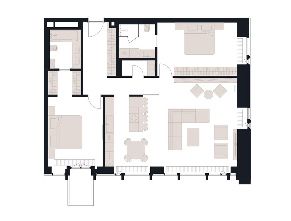 2-BD Apartment Sale, 116.9平方米 at Victory Park Residences, Bratyev Fonchenko Street, вл3, Moscow, Russia #1 2-BD Apartment Sale, 116.9平方米 at Victory Park Residences, Bratyev Fonchenko Street, вл3, Moscow, Russia #1
