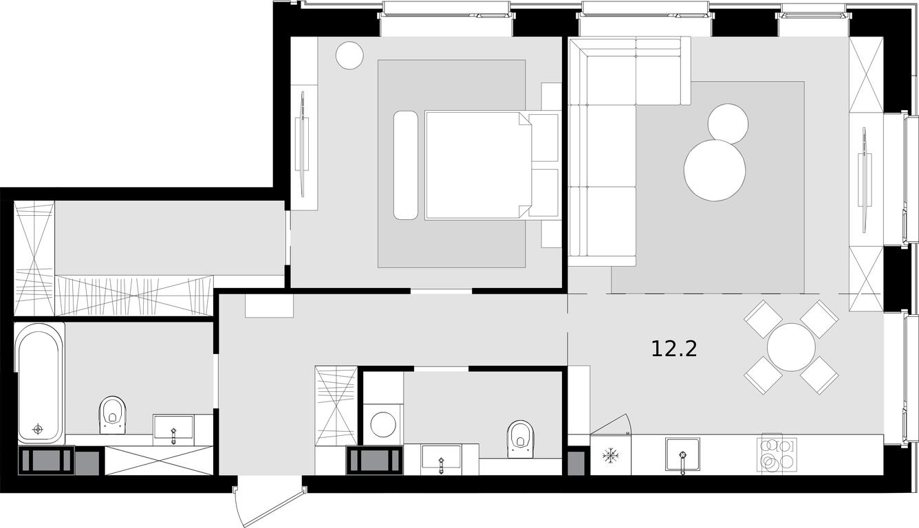 2-BD Apartment Sale, 72.3平方米 at Crystal, Generala Glagoleva Street, 16с1, Moscow, Russia #1 2-BD Apartment Sale, 72.3平方米 at Crystal, Generala Glagoleva Street, 16с1, Moscow, Russia #1