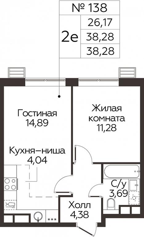 1-BD Apartment Sale, 38.28 sq. m. at Kvartal Rumyantsevo, ulitsa Admirala Kornilova, с1, Mosrentgen Settlement, Moscow, Russia #1