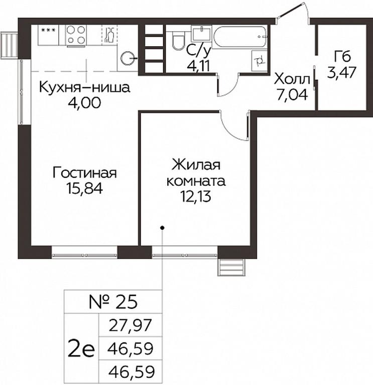 1-BD Apartment Sale, 46.59 sq. m. at Kvartal Rumyantsevo, ulitsa Admirala Kornilova, с1, Mosrentgen Settlement, Moscow, Russia #1