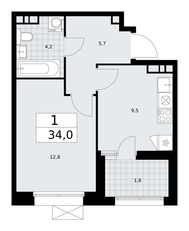 Apartment Sale, 34平方米 at Buninskie Kvartaly, Akademika Semyonova Street, 22, Moscow, Russia #1