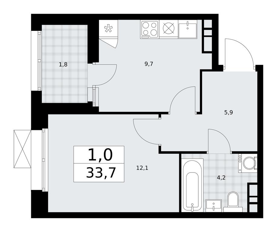 Apartment Sale, 33.7 sq. m. at Buninskie Kvartaly, Akademika Semyonova Street, 22, Moscow, Russia #1
