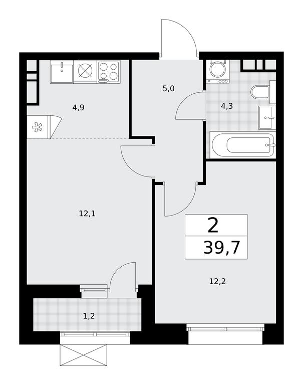 1-BD Apartment Sale, 39.7平方米 at Buninskie Kvartaly, Akademika Semyonova Street, 22, Moscow, Russia #1