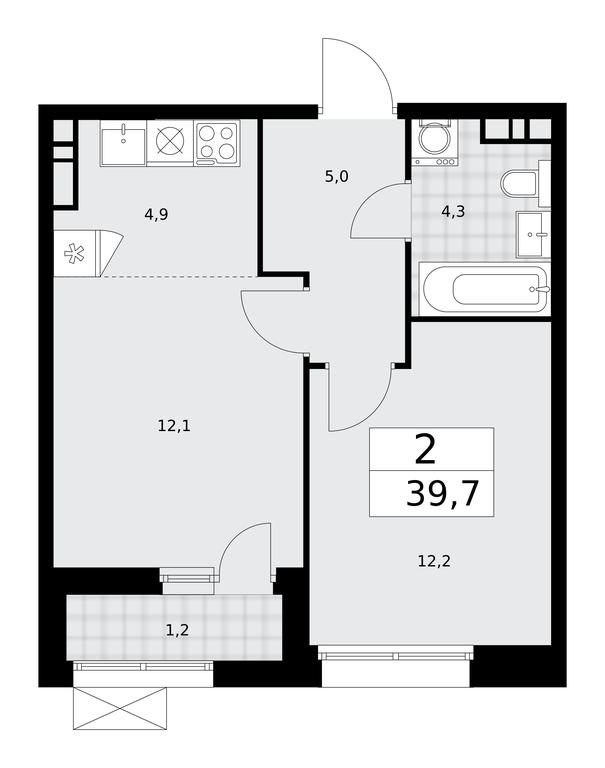 1-BD Apartment Sale, 39.7平方米 at Buninskie Kvartaly, Akademika Semyonova Street, 22, Moscow, Russia #1