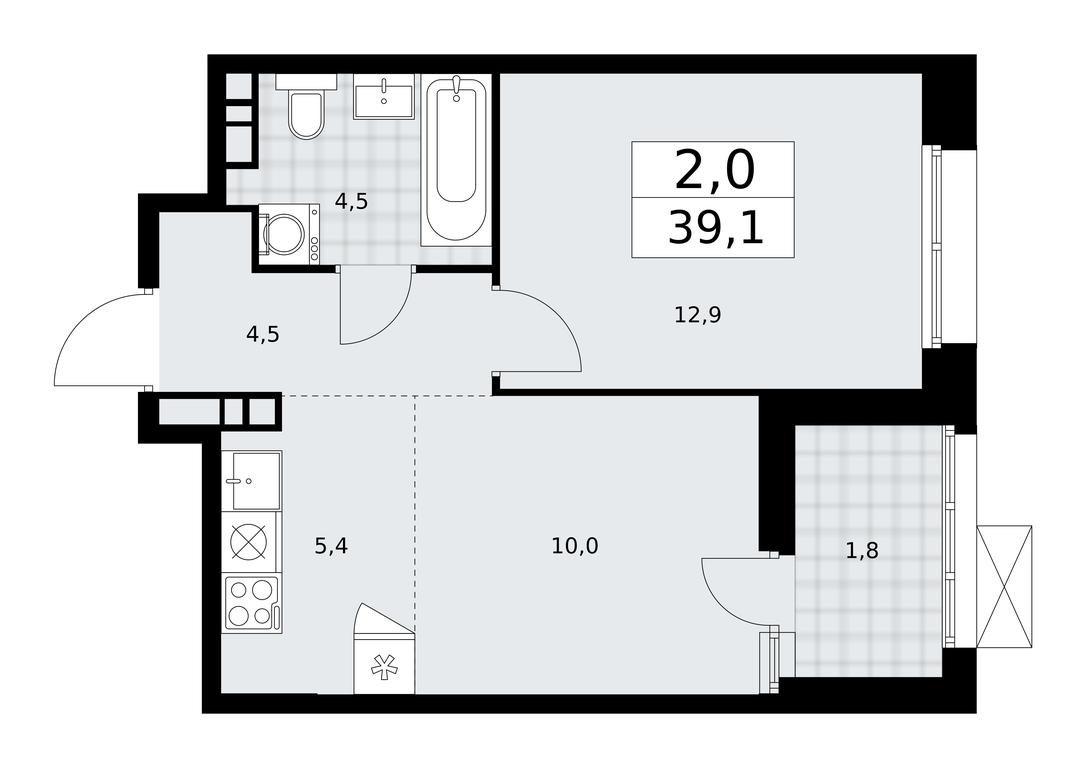 Продажа 1-комн. квартиры, 39,1 м² в ЖК «Бунинские кварталы», улица Академика Семёнова, 22, Москва, Россия #1