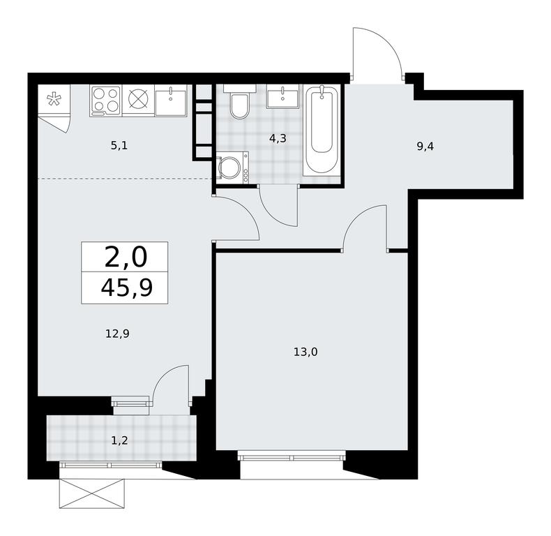 1-BD Apartment Sale, 45.9平方米 at Buninskie Kvartaly, Akademika Semyonova Street, 22, Moscow, Russia #1 1-BD Apartment Sale, 45.9平方米 at Buninskie Kvartaly, Akademika Semyonova Street, 22, Moscow, Russia #1